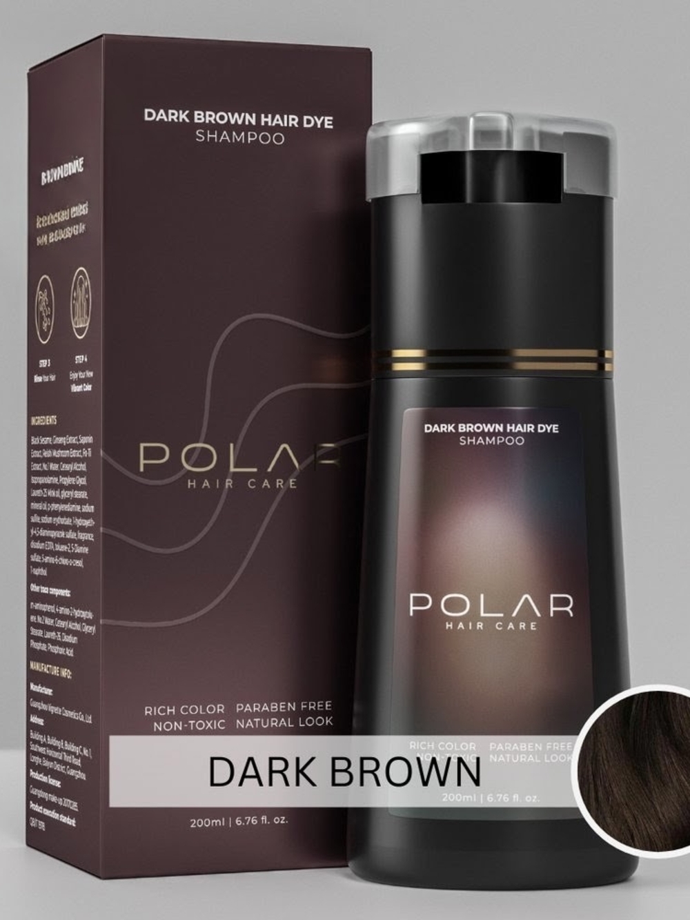Dark Brown Hair Dye Shampoo by Polar